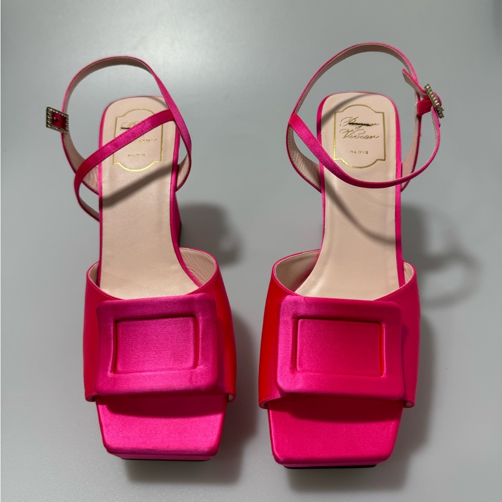 Roger Vivier Satin Platform Sandals Pink Women’s EU 41/US 11 - Picture 2 of 8